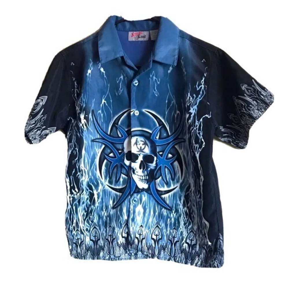 Xtreme Biker Rockstar Skull Shirt Size 8‎